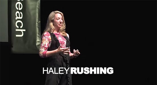 Image of Haley Rushing speaking on stage 