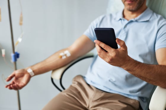 Patient using a smartphone to search for healthcare services