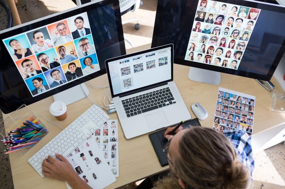 Collage showing before and after visuals of brand transformation by Door No. 